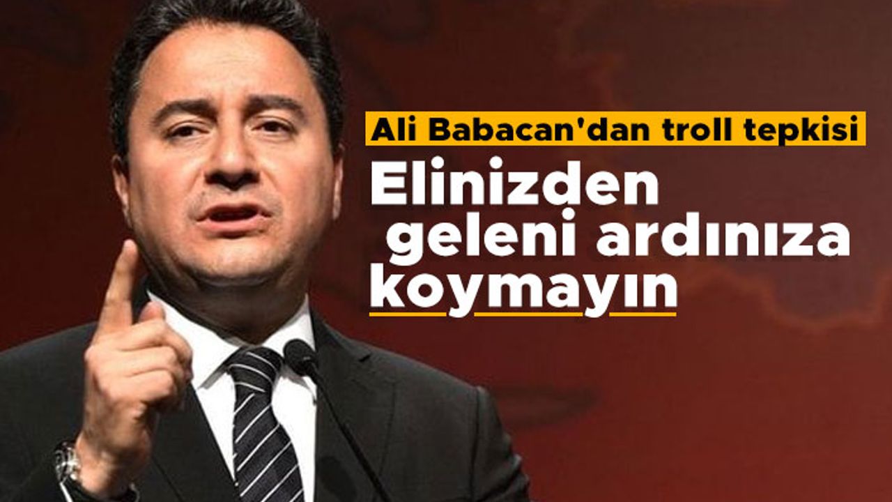 Ali Babacan'dan troll tepkisi: Elinizden geleni ardınıza koymayın