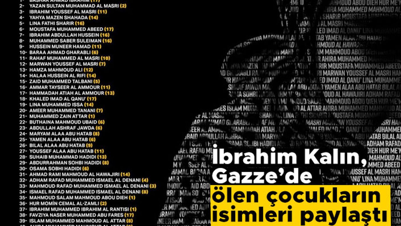 İbrahim Kalın, Gazze’de ölen çocukların isimleri paylaştı