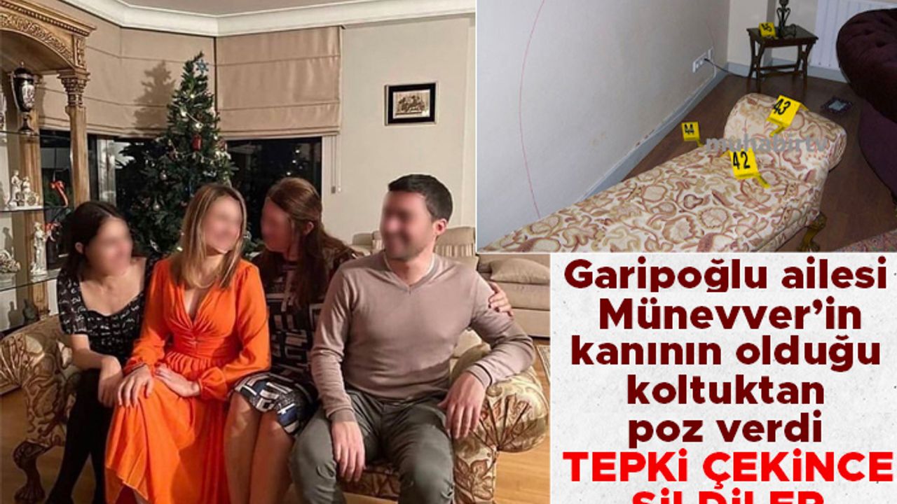 Cem Garipoğlu'nun ailesi, Münevver Karabulut'un kanının olduğu koltukta poz verdi