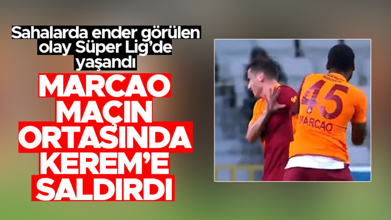 Galatasaray maçında şok olay - Marcao, Kerem Aktürkoğlu'na önce kafa attı sonra yumrukladı