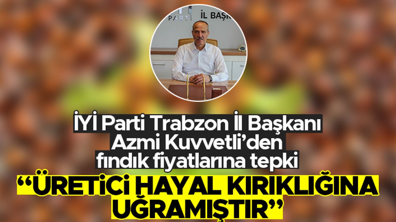 İYİ Parti Trabzon İl Başkanı Azmi Kuvvetli'den fındık fiyatlarına tepki