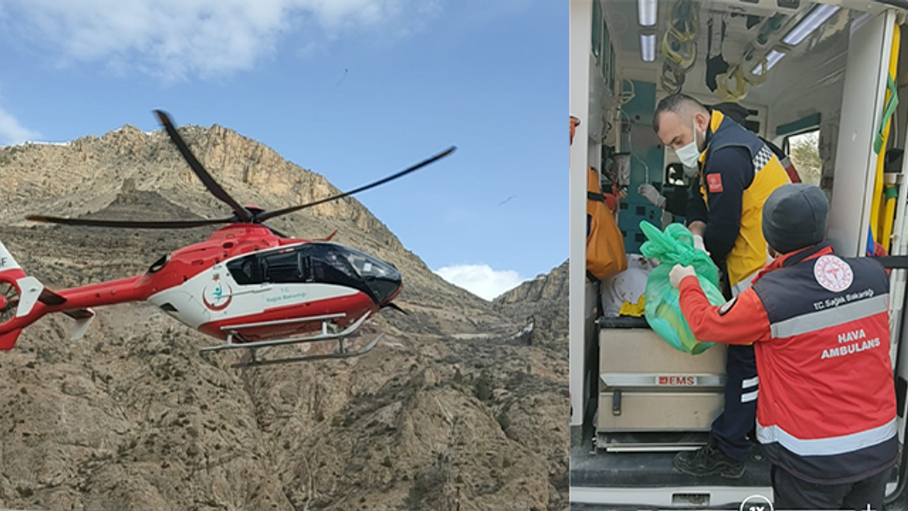 Kadın hasta, Trabzon'dan ambulans helikopterle Gümüşhane'ye sevk edildi