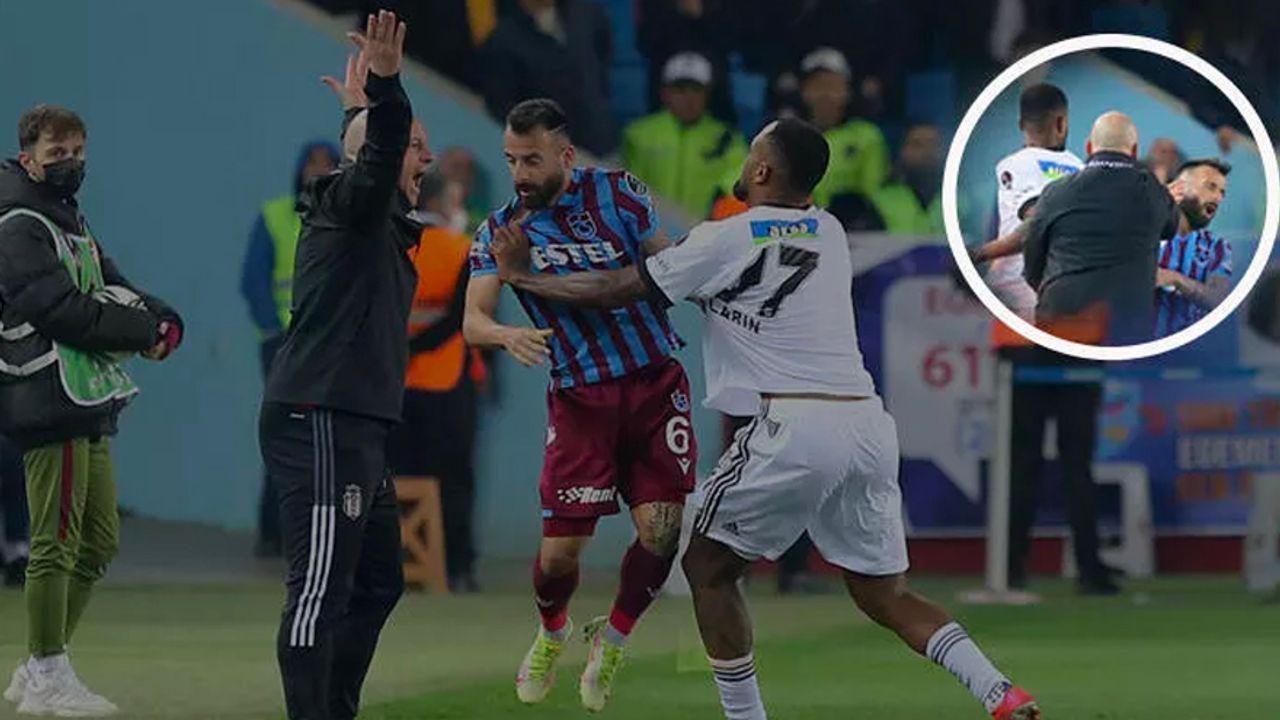 Trabzonspor - Beşiktaş maçında çılgına döndü! Rakibine tokat attı