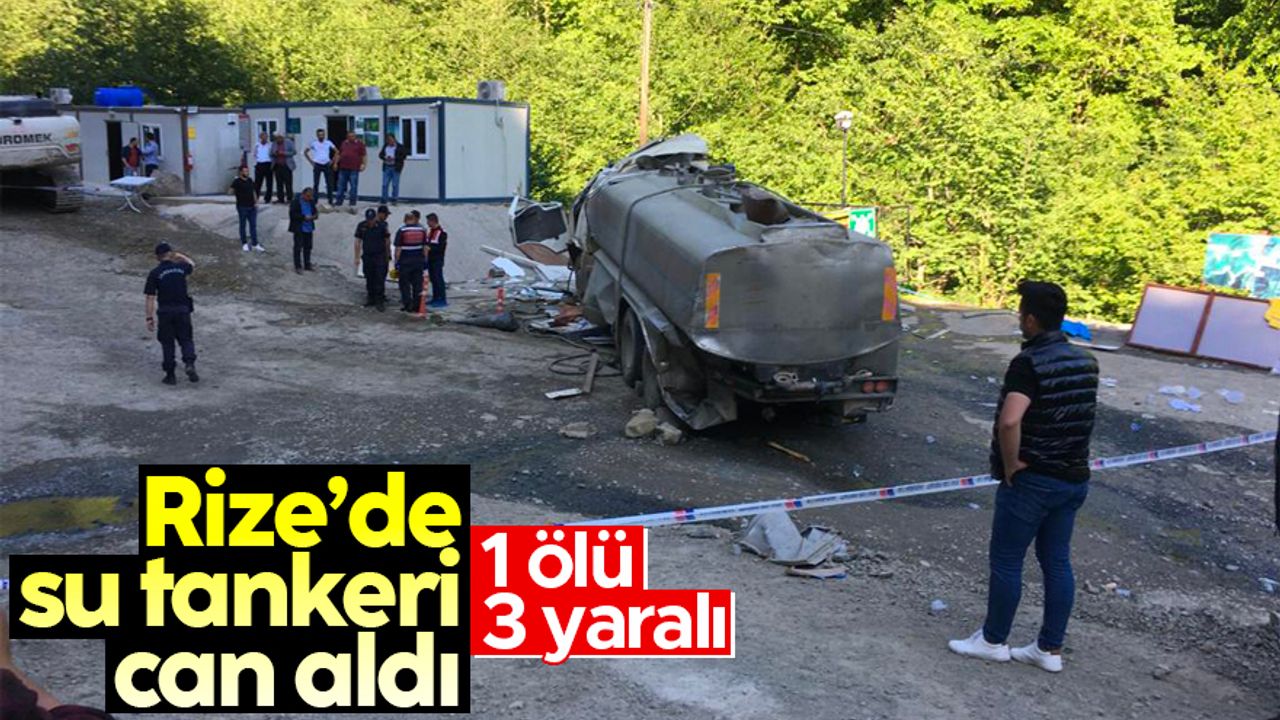 Su tankeri güvenlik kulübesinin üzerine devrildi: 1 ölü, 3 yaralı