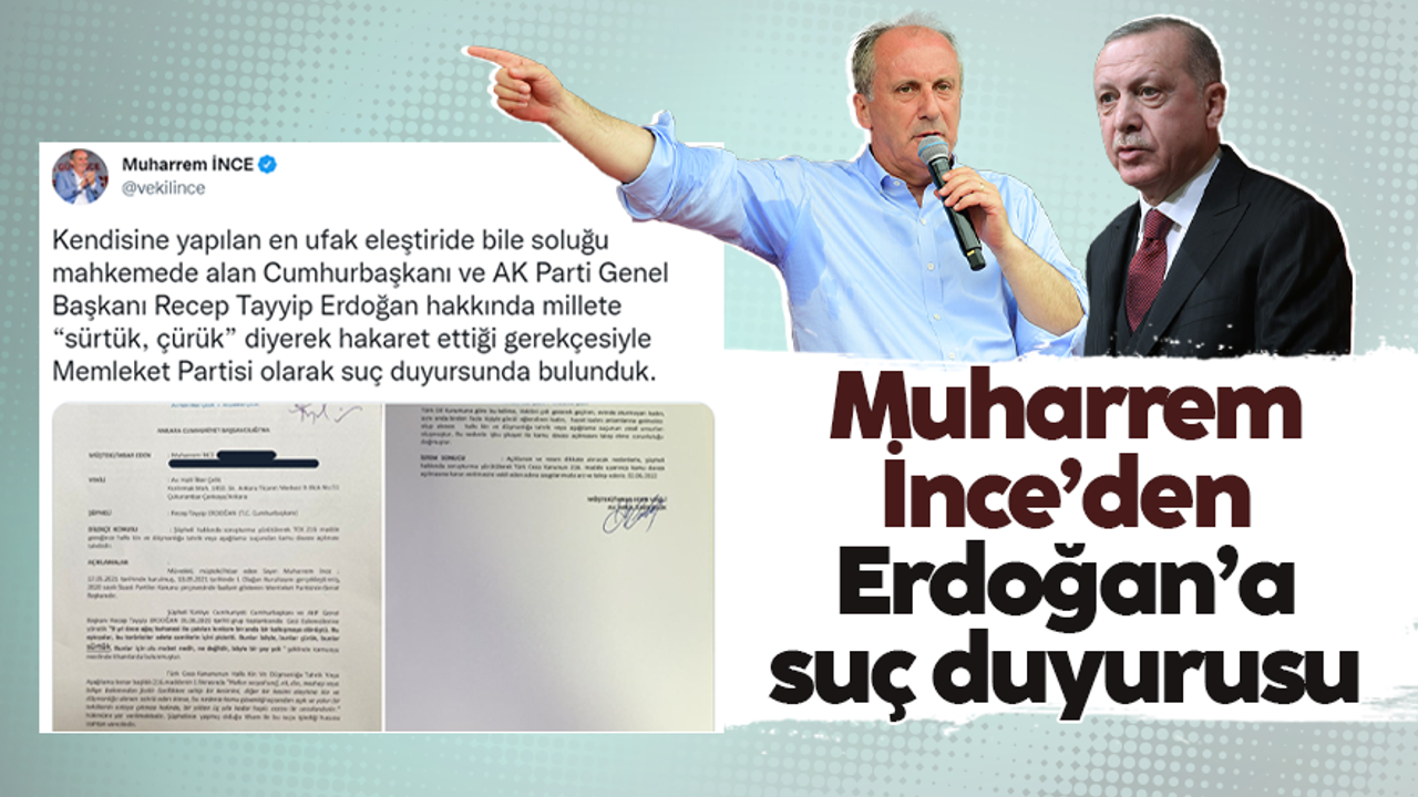 Muharrem İnce'den Erdoğan'a suç duyurusu