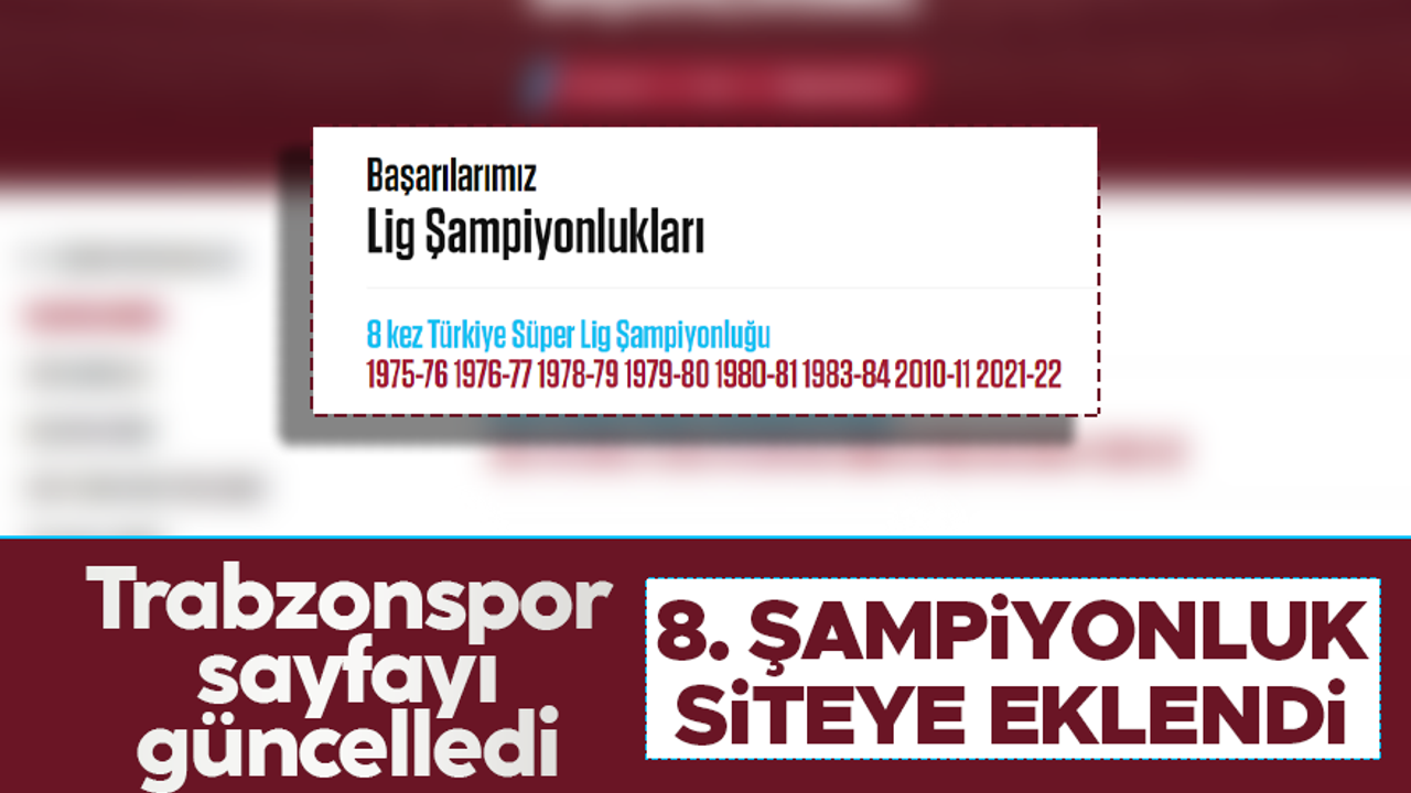 Trabzonspor, şampiyonluk sayılarını güncelledi