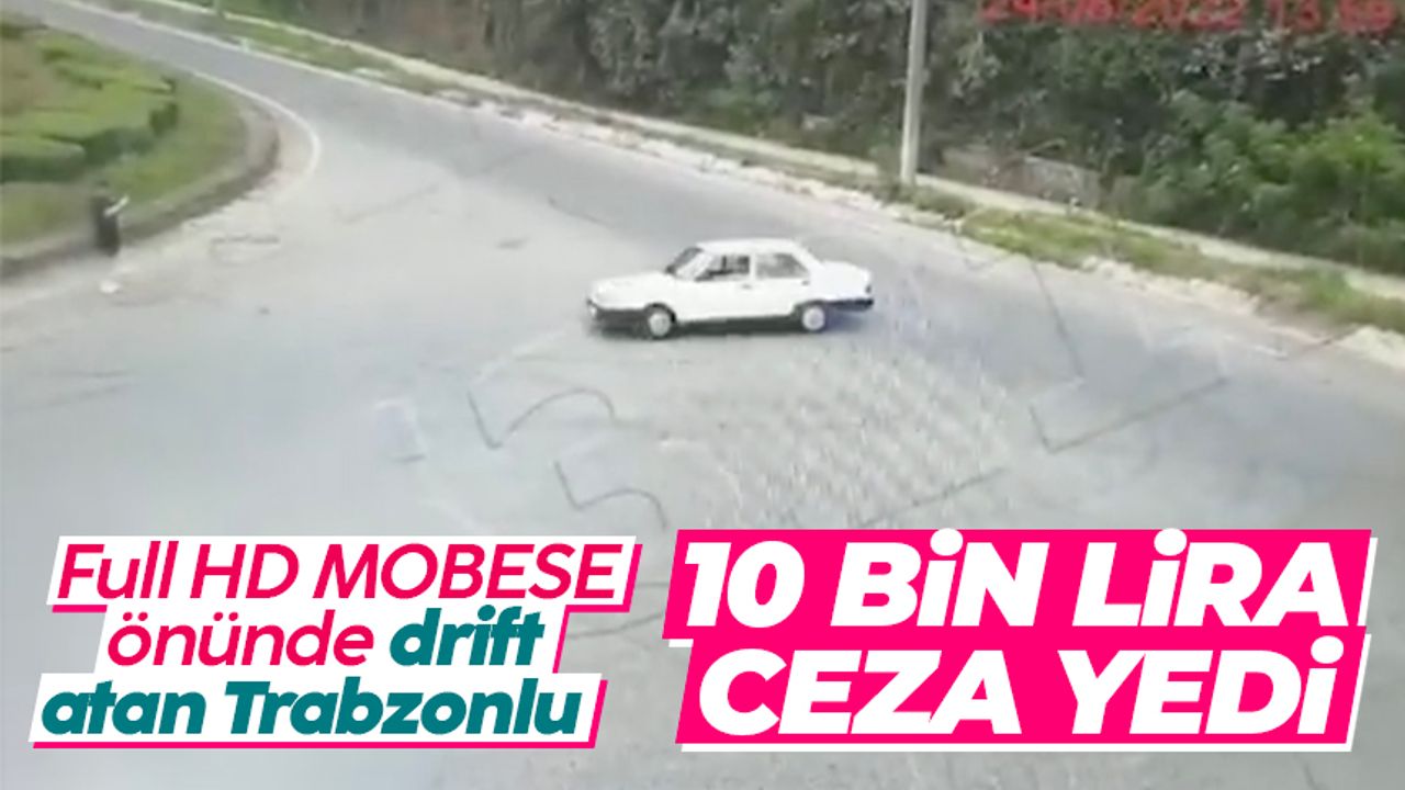 Trabzon'da mobese kamerasının altında drift yapan sürücü