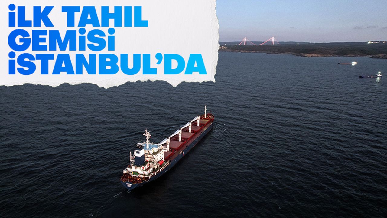 Tahıl yüklü gemi “Razoni” İstanbul açıklarında dron ile görüntülendi