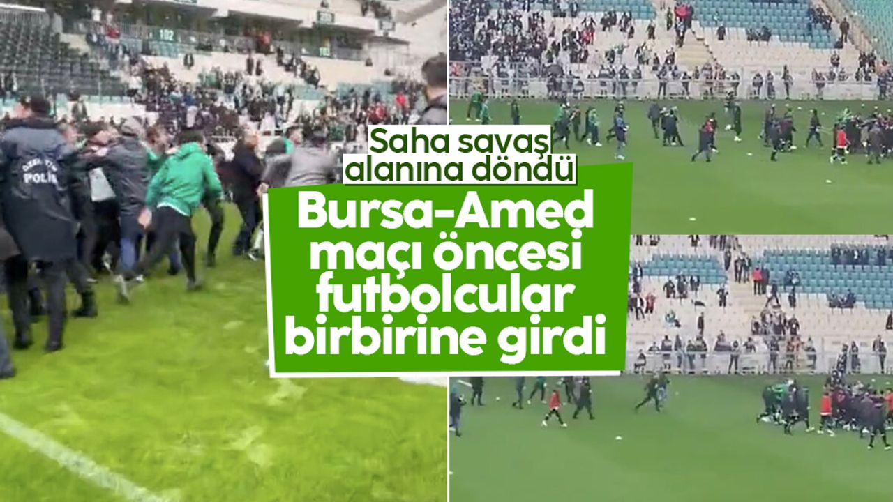 Bursaspor - Amedspor maçı öncesinde futbolcular kavga etti