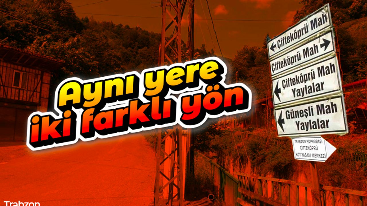 Trabzon'da şaşırtan tabela: Aynı yere iki farklı yön