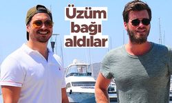Çağatay Ulusoy ve Kıvanç Tatlıtuğ kolları sıvadı... Üzüm bağı aldılar