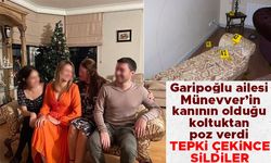 Cem Garipoğlu'nun ailesi, Münevver Karabulut'un kanının olduğu koltukta poz verdi