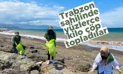 Trabzon sahilinde yüzlerce kilo çöp topladılar