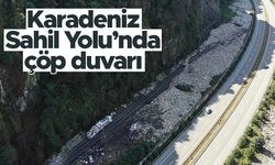 Karadeniz Sahil Yolu'nda çöp duvarı
