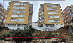 Trabzon'da heyelan sonrası boşaltılan sitede naylonlu önlem