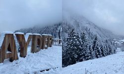Turizm merkezi Ayder'den kar manzaraları