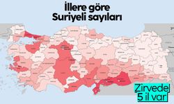 Türkiye'de Suriyelilerin şehirlere göre dağılımı