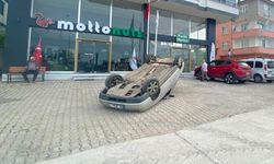 Ordu'da akıl almaz olay: Kepçeyle otomobili ters çevirdi