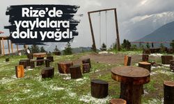Rize'de yaylalara dolu yağdı