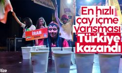 Rize'de en hızlı çay içmek için 7 ülkeden yarışmacılar yarıştı
