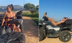 Selin Yeninci bikinisiyle ATV'ye bindi
