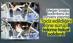 Metrobüste taciz iddiasına kadından tekme tokat dayak kamerada