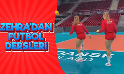 Zehra Güneş, salonda futbol oynadı
