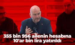 İçişleri Bakanı Süleyman Soylu: 355 bin 956 ailenin hesabına 10'ar bin lira yatırıldı