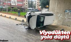 Trabzon’da kadın sürücü viyadükten yola düştü