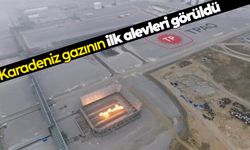 Karaya ulaşan Karadeniz gazının ilk alevleri geceyi aydınlattı