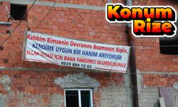 Rize'de eşi ölen 59 yaşındaki 9 çocuk sahibi adam eş bulabilmek için pankart astı