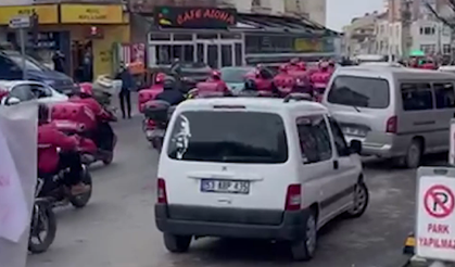 Trabzon'da Yemeksepeti Banabi çalışanlarından protesto