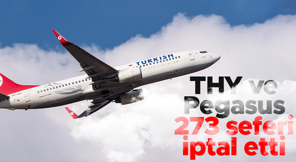 Türk Hava Yolları ve Pegasus, 273 seferini iptal etti