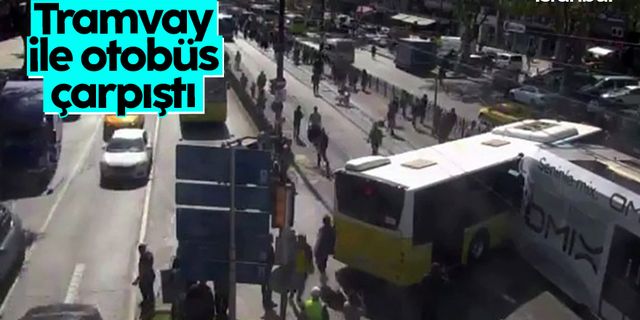 Fatih'te tramvay ile İETT otobüsü çarpıştı: 6 yaralı