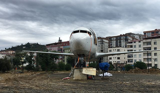 Trabzon'da pistten çıkan uçağın restauranta dönüştürülmesinde son durum