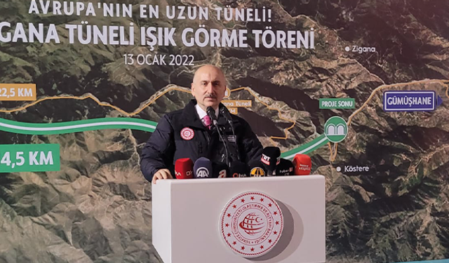 Bakan Adil Karaismailoğlu, Zigana Tünel, 'Işık Görme Töreni'nde konuştu