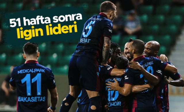 UEFA Avrupa Konferans Ligi’nde Roma’ya elenerek Süper Lig&#039;e dönen Trabzonspor, deplasmanda Giresunspor&#039;u 1-0 mağlup ederek 51 hafta sonra zirveye çıktı.