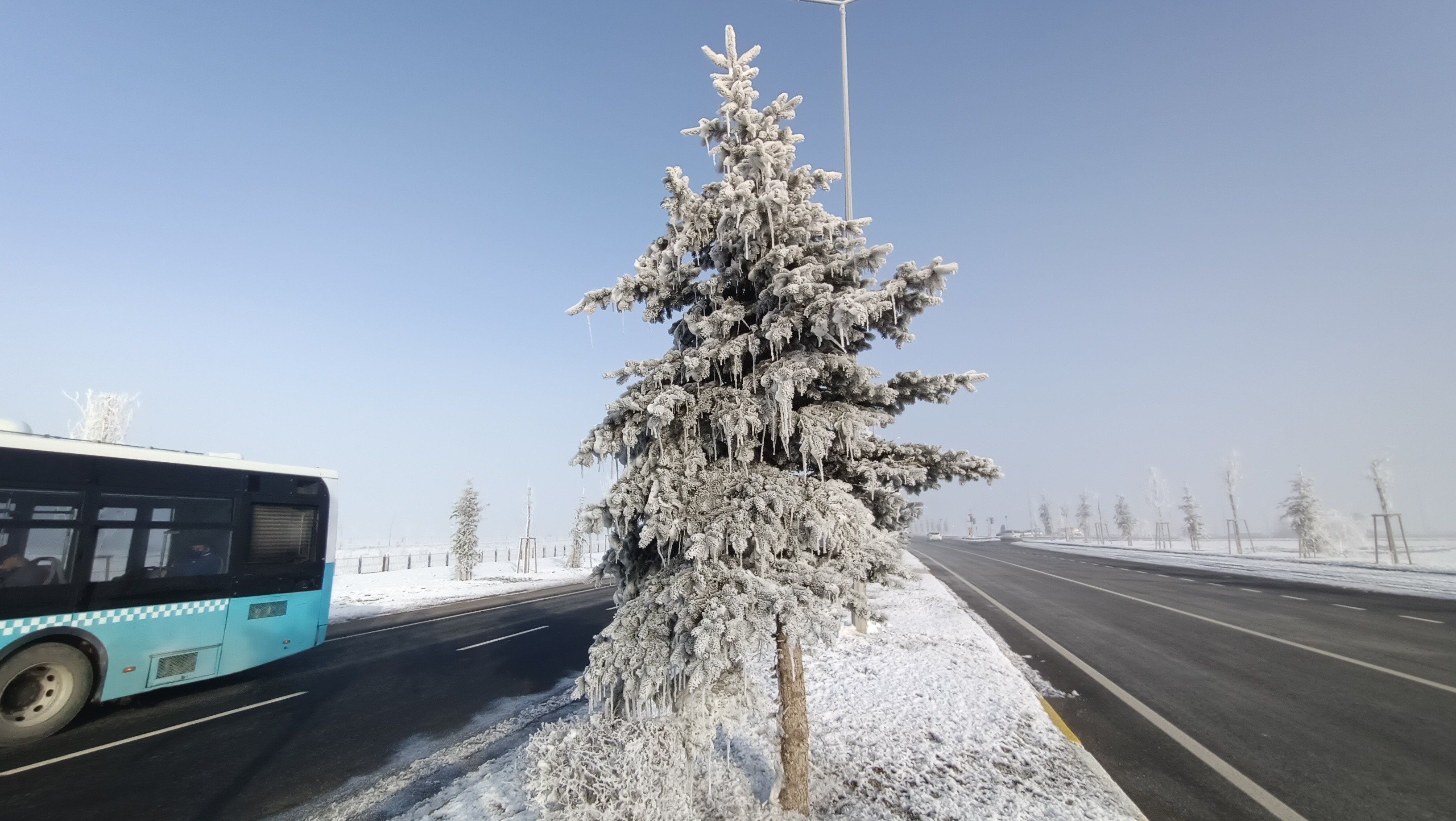 Erzurum’da Sibirya soğukları etkili oluyor. 